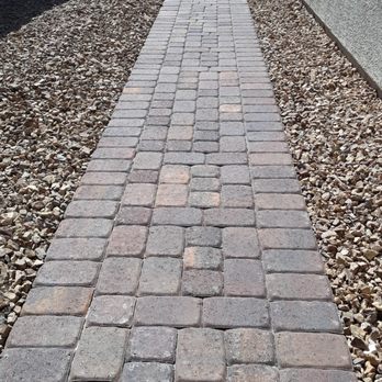 Tovar Landscape & Design - We had Tovar's guys add a paver path from the front door to the side gate. - Landscaping Near Me - Las Vegas, Nevada Tovar Landscape & Design - We had Tovar's guys add a paver path from the front door to the side gate. - Landscaping Near Me - Las Vegas, Nevada