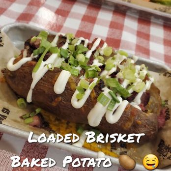 Parker John's BBQ & Pizza - My loaded brisket baked potato - Barbeque Near Me - Oshkosh, Wisconsin