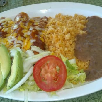 Dos Hermanos - Enchiladas with red sauce, rice and beans - Mexican Near Me - San Miguel, California