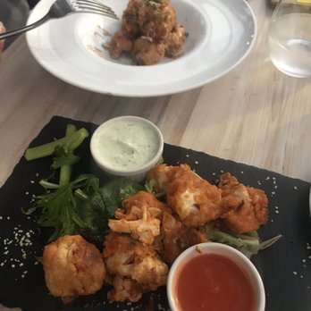 Full Bloom Vegan - Buffalo cauliflower wings, golden tempura - Vegan Near Me - Miami Beach, Florida Full Bloom Vegan - Buffalo cauliflower wings, golden tempura - Vegan Near Me - Miami Beach, Florida