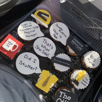 Cynful Sweets Design - 1 dozen marble cupcakes "The Office" themed - Bakeries Near Me Cynful Sweets Design - 1 dozen marble cupcakes "The Office" themed - Bakeries Near Me