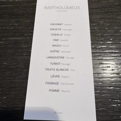 Restaurant Bartholomeus - Menu
