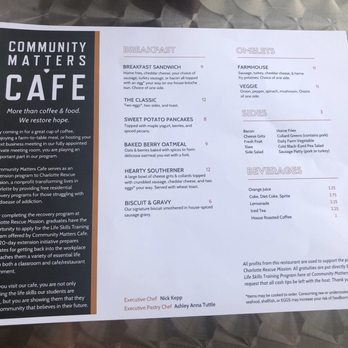 Community Matters Cafe - Menu - Breakfast & Brunch Near Me - Charlotte, North Carolina