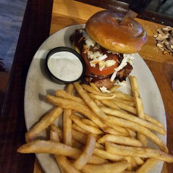 The Smokin Robinsons Cafe - Hot link sandwich with fries.  There were at least 3 if not 4 hot links in this. - Cafes Near Me - Bremerton, Washington