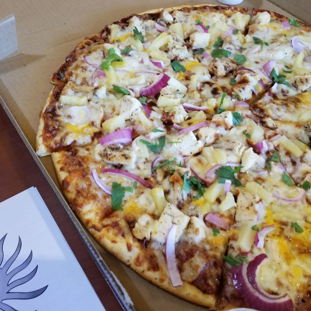 Eclipse Pizza Co. - BBQ chicken pizza with pineapples added - Pizza Near Me - Reno, Nevada Eclipse Pizza Co. - BBQ chicken pizza with pineapples added - Pizza Near Me - Reno, Nevada