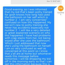 Three Rivers Academy - Me just wanting clarification about how my kid has used the bathroom