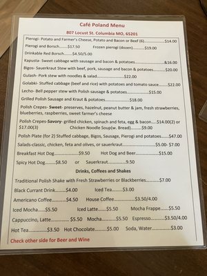 Menu photo 2 Café Poland Columbia, MO Menu photo 2 Café Poland Columbia, MO