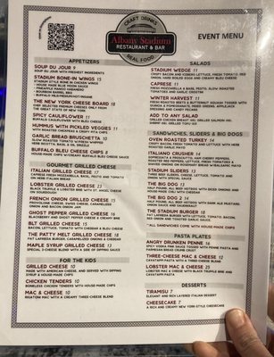 Menu photo 2 Albany Stadium Restaurant & Bar Albany, NY