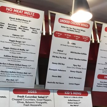 Gourmeltz - Meltz without meat and wings menu - Sandwiches Near Me - Fredericksburg, Virginia