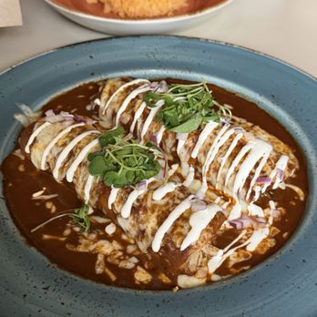 Javiers - Enchiladas poblanas: chicken enchiladas with mole - New Mexican Cuisine Near Me - Pasadena, California