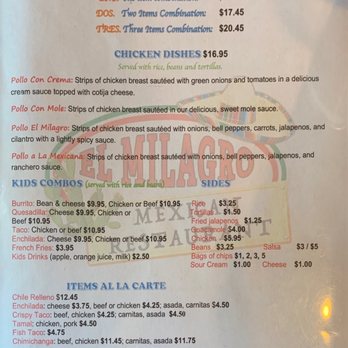 El Milagro Mexican Restaurant - Menu July 2023 - Mexican Near Me - Grass Valley, California El Milagro Mexican Restaurant - Menu July 2023 - Mexican Near Me - Grass Valley, California