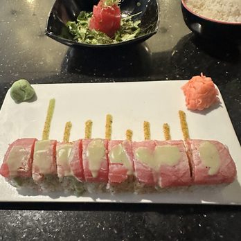Sakari Sushi Lounge - Volcano Roll - seared tuna, wasabi sauce, spicy tuna - Sushi Bars Near Me - Des Moines, Iowa Sakari Sushi Lounge - Volcano Roll - seared tuna, wasabi sauce, spicy tuna - Sushi Bars Near Me - Des Moines, Iowa