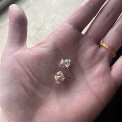 Adorne Artisan Jewelry & Goods - Gold wire-wrapped stud earrings with Herkimer diamonds.