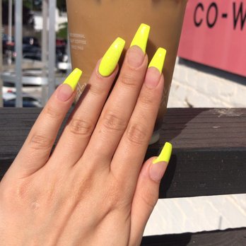 Spa Nails and Hair - Neon yellow acrylic full set nails - Nail Salons Near Me - Berkeley, California Spa Nails and Hair - Neon yellow acrylic full set nails - Nail Salons Near Me - Berkeley, California