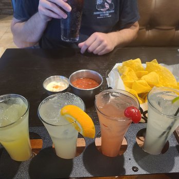 Gran Rodeo - Margarita flight: house, strawberry (very delicious) peach (light flavored) mango. Very good and the price isn't bad 14$ - Mexican Near Me - North Wales, Pennsylvania Gran Rodeo - Margarita flight: house, strawberry (very delicious) peach (light flavored) mango. Very good and the price isn't bad 14$ - Mexican Near Me - North Wales, Pennsylvania