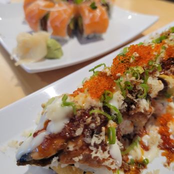 Uni Sushi - Salmon Lover (back), M&M Roll (fromt). Beautiful & delicious!!! - Sushi Bars Near Me - Plano, Texas Uni Sushi - Salmon Lover (back), M&M Roll (fromt). Beautiful & delicious!!! - Sushi Bars Near Me - Plano, Texas