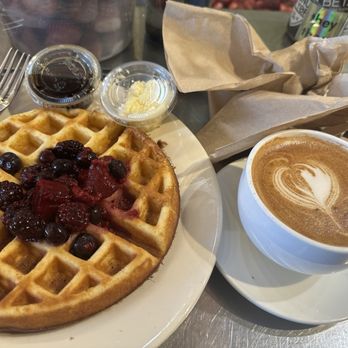 Peekskill Coffee - Waffles with Berry compote and flat white coffee on a freezing  blustery Winter  day! - Coffee & Tea Near Me - Peekskill, New York