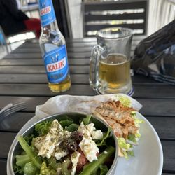 Athena Cafe - My lunch of a chicken gyro & a Greek Salad and of course a local brew!