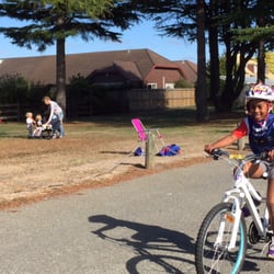 Jellie Park Recreation & Sport Centre - Sophia starting her ride inside Jellie Park. Great walking spaces and grass areas.