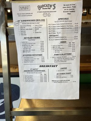 Menu photo 7 Brocato's Sandwich Shop Tampa, FL