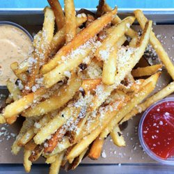 Big Buns - Shirlington - Parmesan Truffle Fries -- Fries tossed in parmesan cheese and truffle oil and served with a side of chipotle aioli