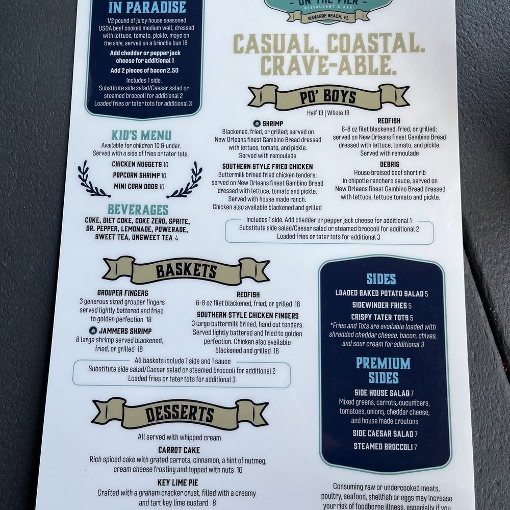 Windjammers on the Pier - Menu - Seafood Near Me - Navarre, Florida Windjammers on the Pier - Menu - Seafood Near Me - Navarre, Florida