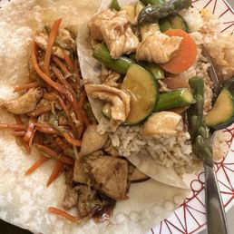Mu Shu Chicken and Asparagus chicken. Mu Shu Chicken and Asparagus chicken.