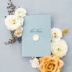 Olive & Emerald - Intimate wedding ceremony Vow Book for personalized promises.