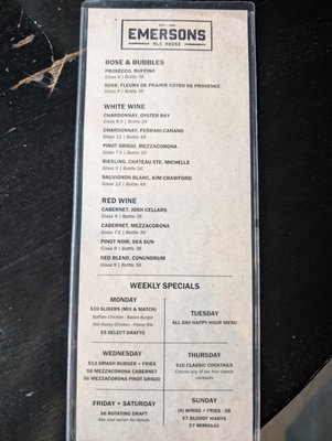Menu photo 1 Emerson's Ale House Mount Prospect, IL