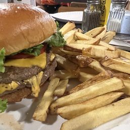 Double cheeseburger. Remember to say "No salt, please" or you'll get lots of salt.