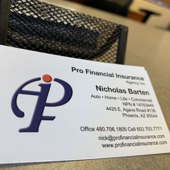 Pro Financial Insurance - Business cards are outdated but we still have them - Home & Rental Insurance Near Me - Phoenix, Arizona