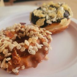 Bad Bakers - Maple with rice crispies and a croissant doughnut with chocolate and chips on top. Both were dry, tasted like they were left out.