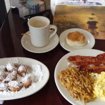 Beignet Au Lait - Scrambled eggs, hash browns, bacon, and beignets. All very delicious. - Breakfast & Brunch Near Me - Slidell, Louisiana Beignet Au Lait - Scrambled eggs, hash browns, bacon, and beignets. All very delicious. - Breakfast & Brunch Near Me - Slidell, Louisiana