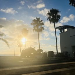 Great sunset views with beach just across the roadway