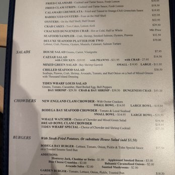 The Tides Wharf Restaurant - menu - Seafood Near Me - Bodega Bay, California