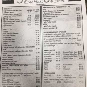 George's Breakfast & Lunch - Menu pg1 - Restaurants Near Me - Woonsocket, Rhode Island