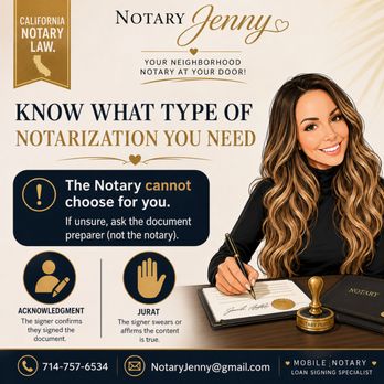 Jennifer DeWitt - OC Mobile Notary Services - Mobile notary services made easy! Know whether you need a Jurat or Acknowledgment before your appointment. We come to you! - Notaries Near Me Jennifer DeWitt - OC Mobile Notary Services - Mobile notary services made easy! Know whether you need a Jurat or Acknowledgment before your appointment. We come to you! - Notaries Near Me