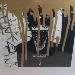 Inkspot Press - Bonnie and Clyde - Girl Under Fire (Gold) screenprint