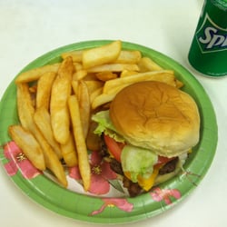 Goofy's Game Room & Grill - Bacon Cheeseburger and fries