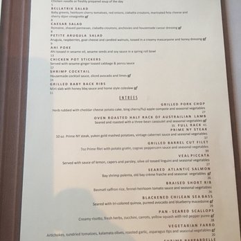 Bellatrix Restaurant - Menu April 2019 - New American Near Me - Palm Desert, California