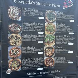 Zepedas Stone Fire Pizza - Menu at the farmers market