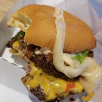 Shake Shack Austin, Domain - Gooey cheese from the mushroom on the Shack Stack... Delicious! - Burgers Near Me - Austin, Texas