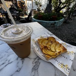 Yellow Jersey - Apple tart and iced latte.