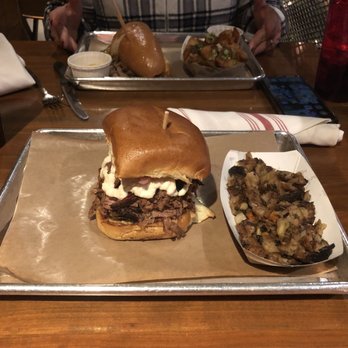 Mabel's BBQ - Rye Stuffing and a Mr. Beef sandwich - Barbeque Near Me - Cleveland, Ohio