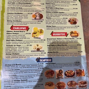 Caminos Mexican cafe - Menu as of March 2023 - Mexican Near Me - College Station, Texas
