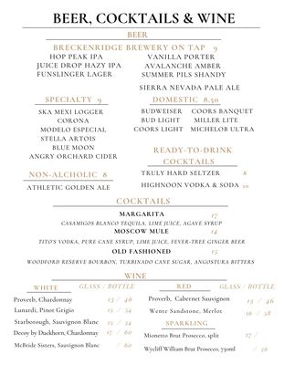 Menu photo 7 Animas River Beer Garden Durango, CO