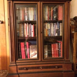 Morrow's Upholstery & Furn - Sweet Bookcase- Solid wood, Came with skeleton key. Ask for a discount, he's said yes on my past two visits.