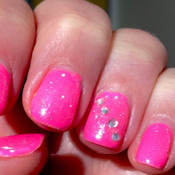 V Nail & Spa - Pink with sparkles & rhinestones! Great job Jessica! - Nail Salons Near Me - Victor, New York V Nail & Spa - Pink with sparkles & rhinestones! Great job Jessica! - Nail Salons Near Me - Victor, New York