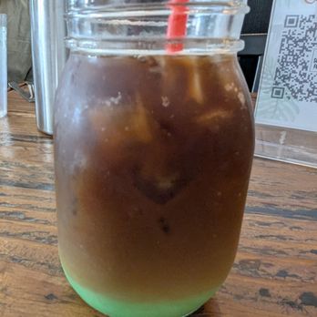 Lola’s by MFK - Pandan sweet cream cold brew ($7) - Filipino Near Me - Anaheim, California