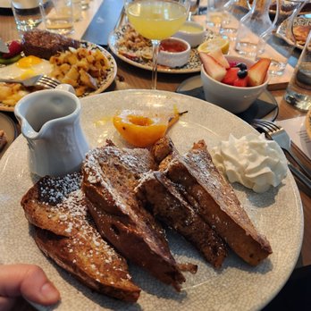 The Goldfinch - Vanilla bean and poached pear French toast - New American Near Me - Irvine, California The Goldfinch - Vanilla bean and poached pear French toast - New American Near Me - Irvine, California